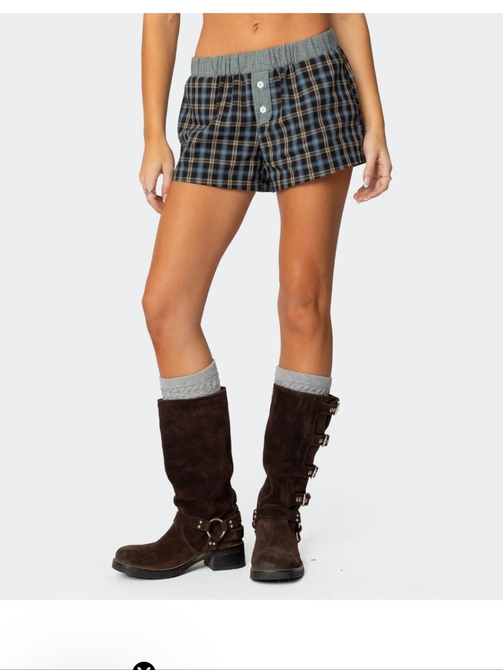 Edikted Mixed Plaid Boxer Shorts SZ XS NWT